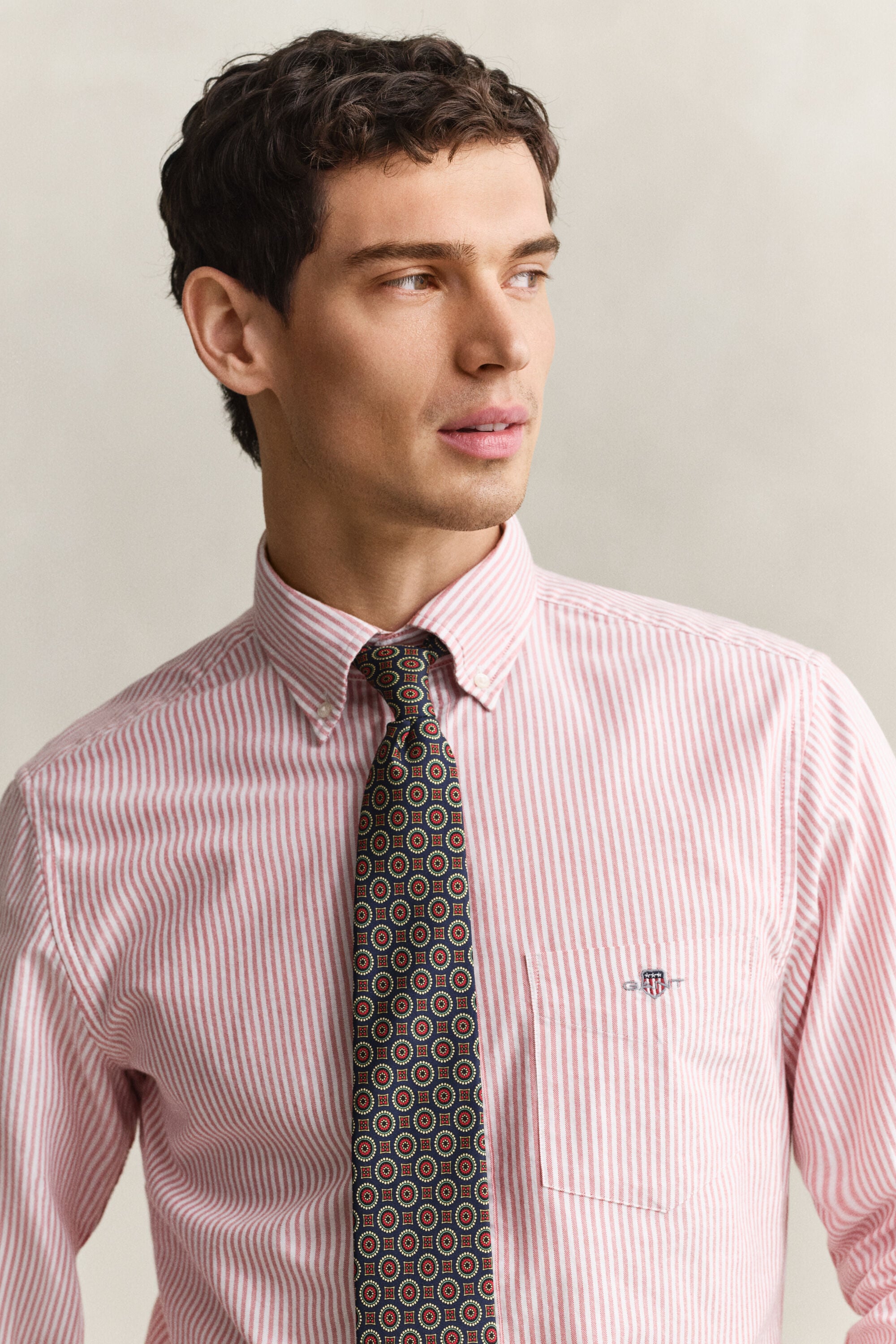 Camisa Oxford às riscas finas Classic