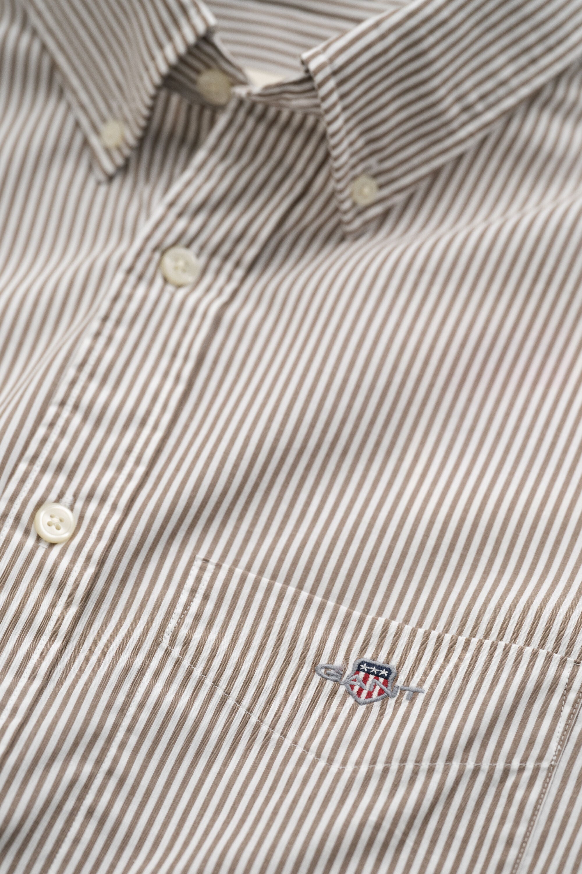 Camisa em popelina às riscas finas Classic