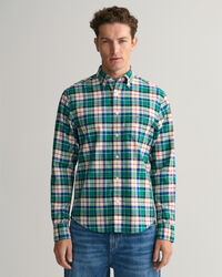 Camisa Oxford com padr&atilde;o de xadrez corte normal