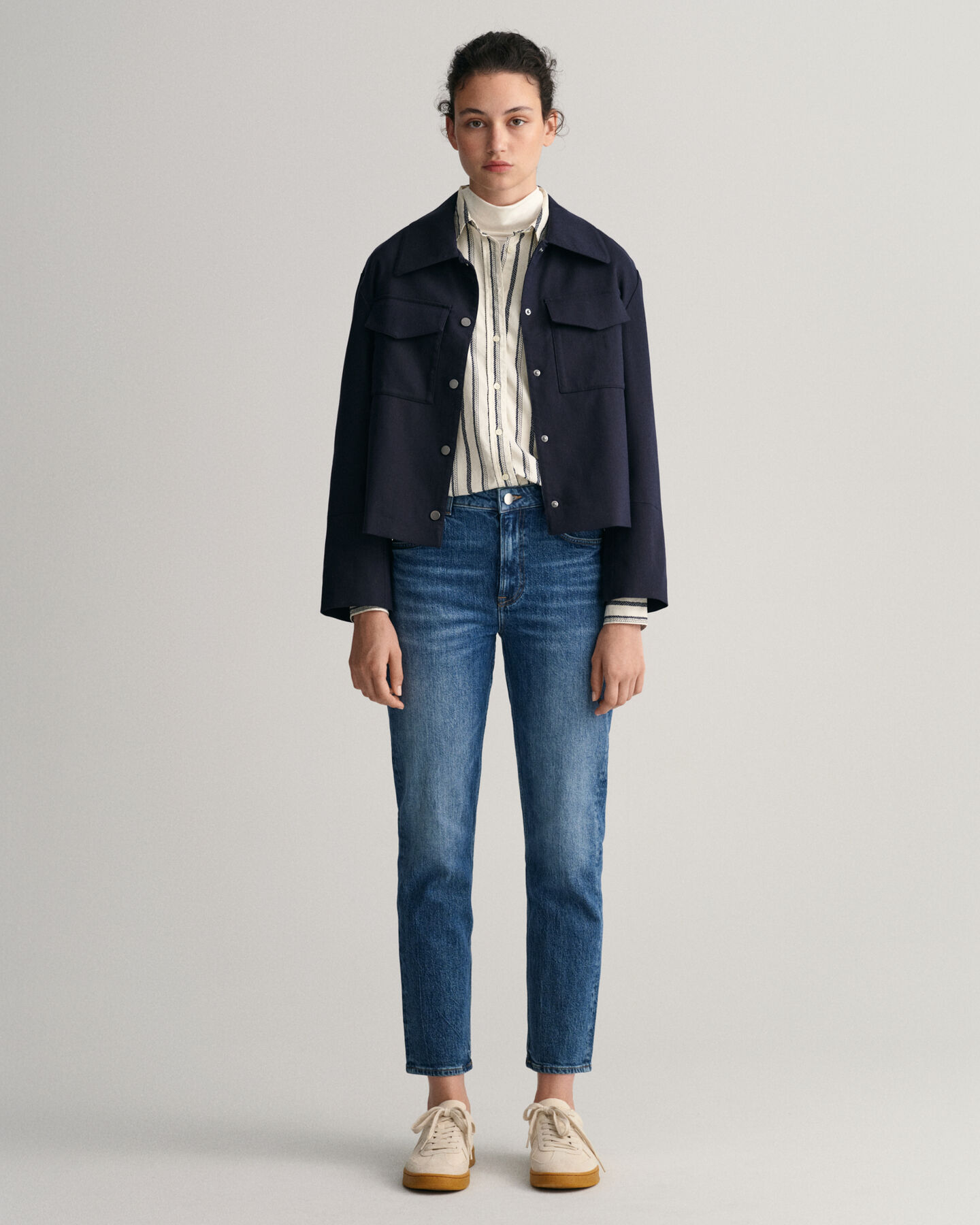 Camisa em voile de algod&atilde;o Rope regular fit