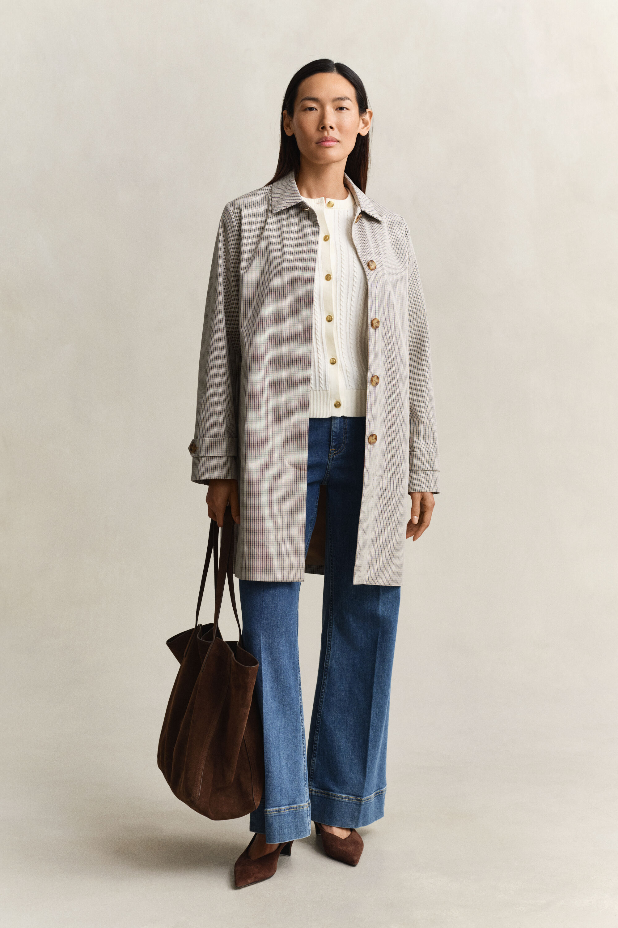 Casaco de malha entrançada em algodão