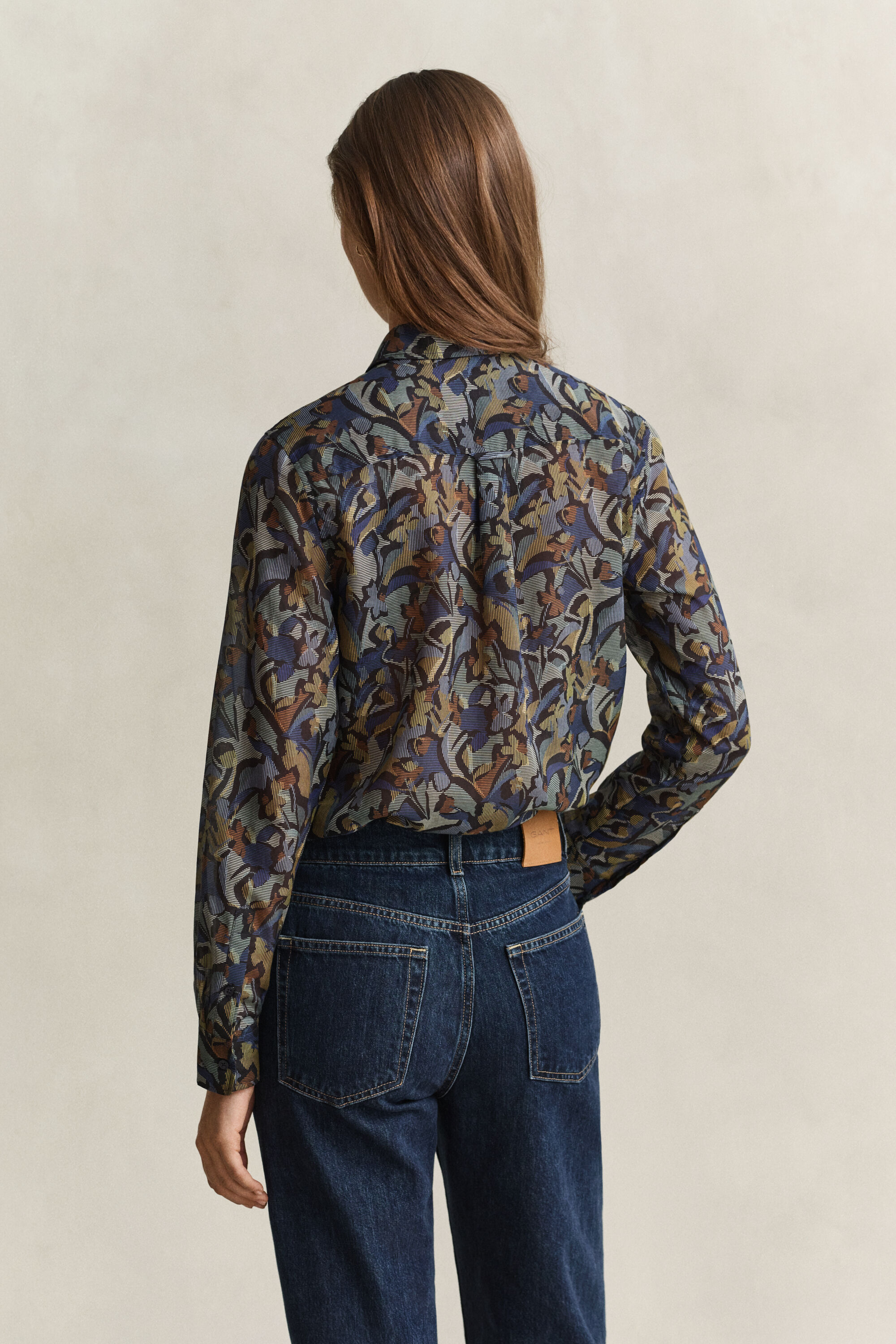 Camisa em seda e algodão com estampado