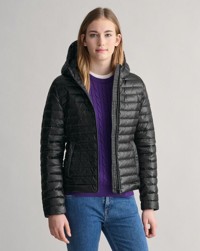 Blus&atilde;o de penas acolchoado leve e brilhante Teen Girls