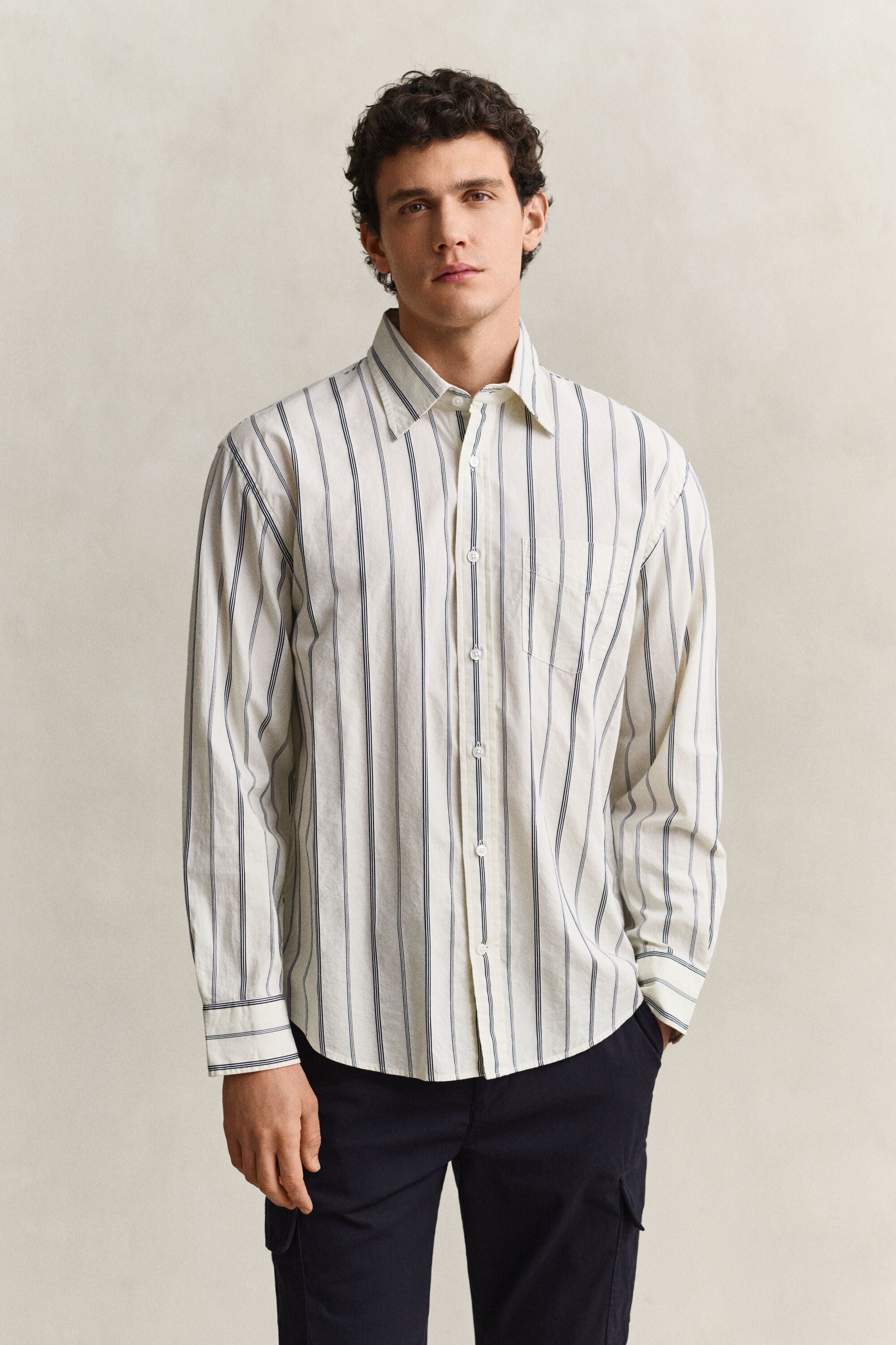 Camisa às riscas Dobby relaxed fit