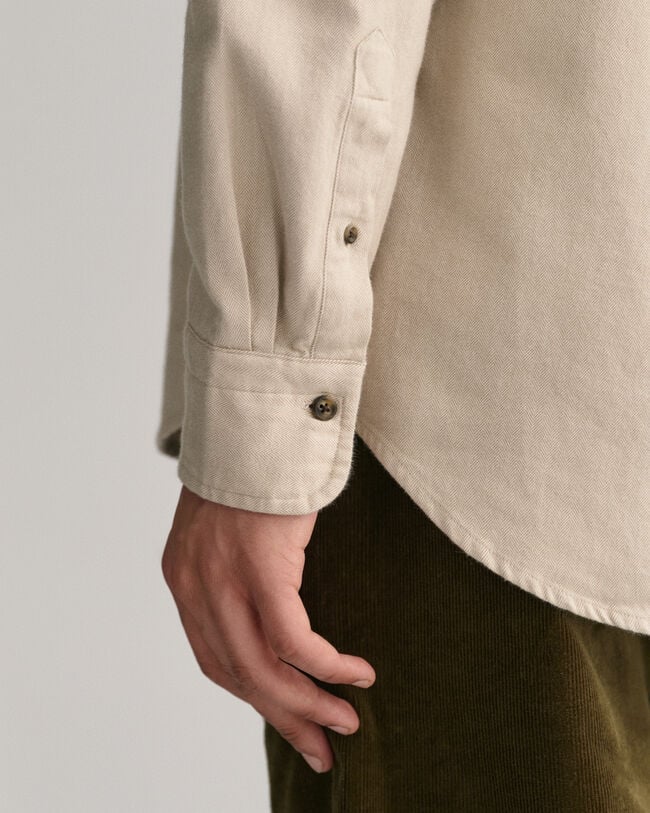 Camisa de flanela com padr&atilde;o espinha de peixe regular fit