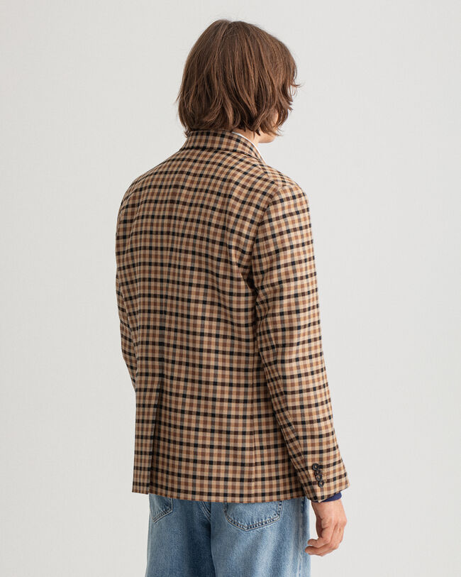 Blazer com padrão de xadrez regular fit