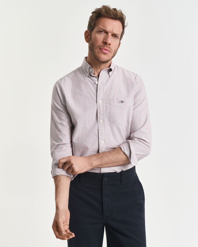 Camisa Oxford clássica com riscas finas regular fit