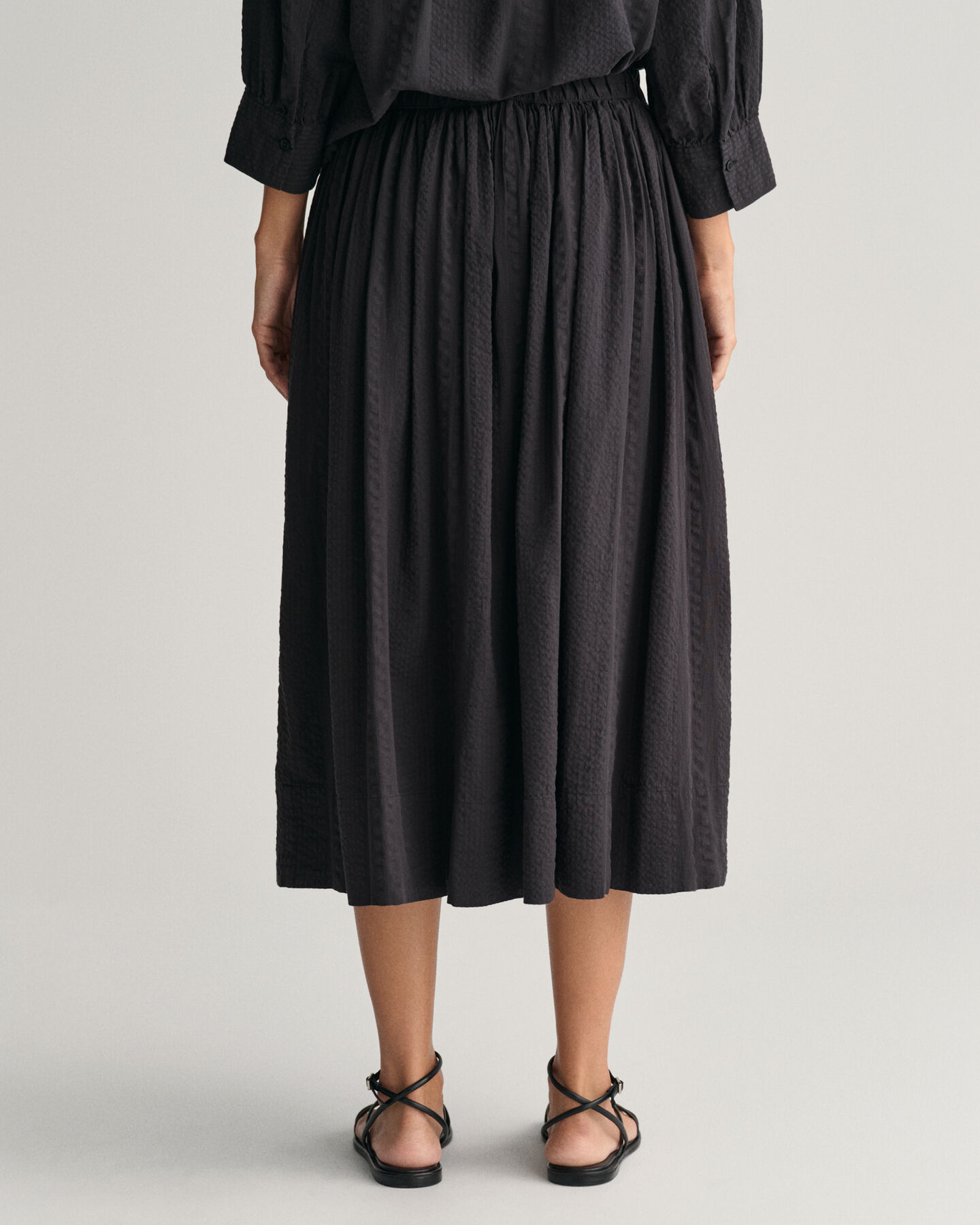 Saia Pull-On às riscas Seersucker