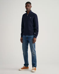 Sweatshirt com meio fecho em algodão Texture