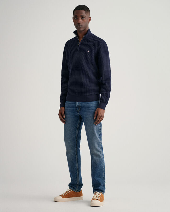 Sweatshirt com meio fecho em algodão Texture