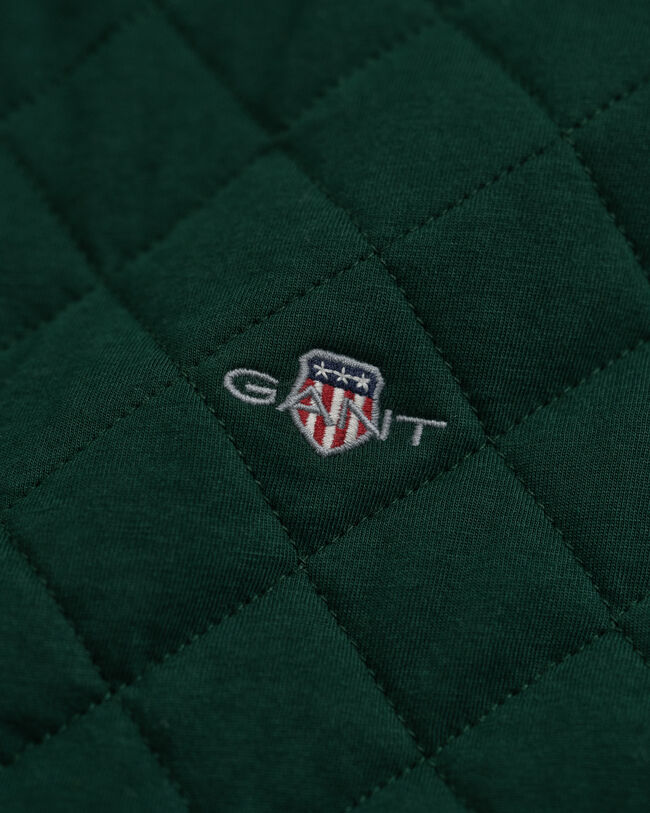 Sweatshirt acolchoada com fecho de correr e colarinho em bombazina