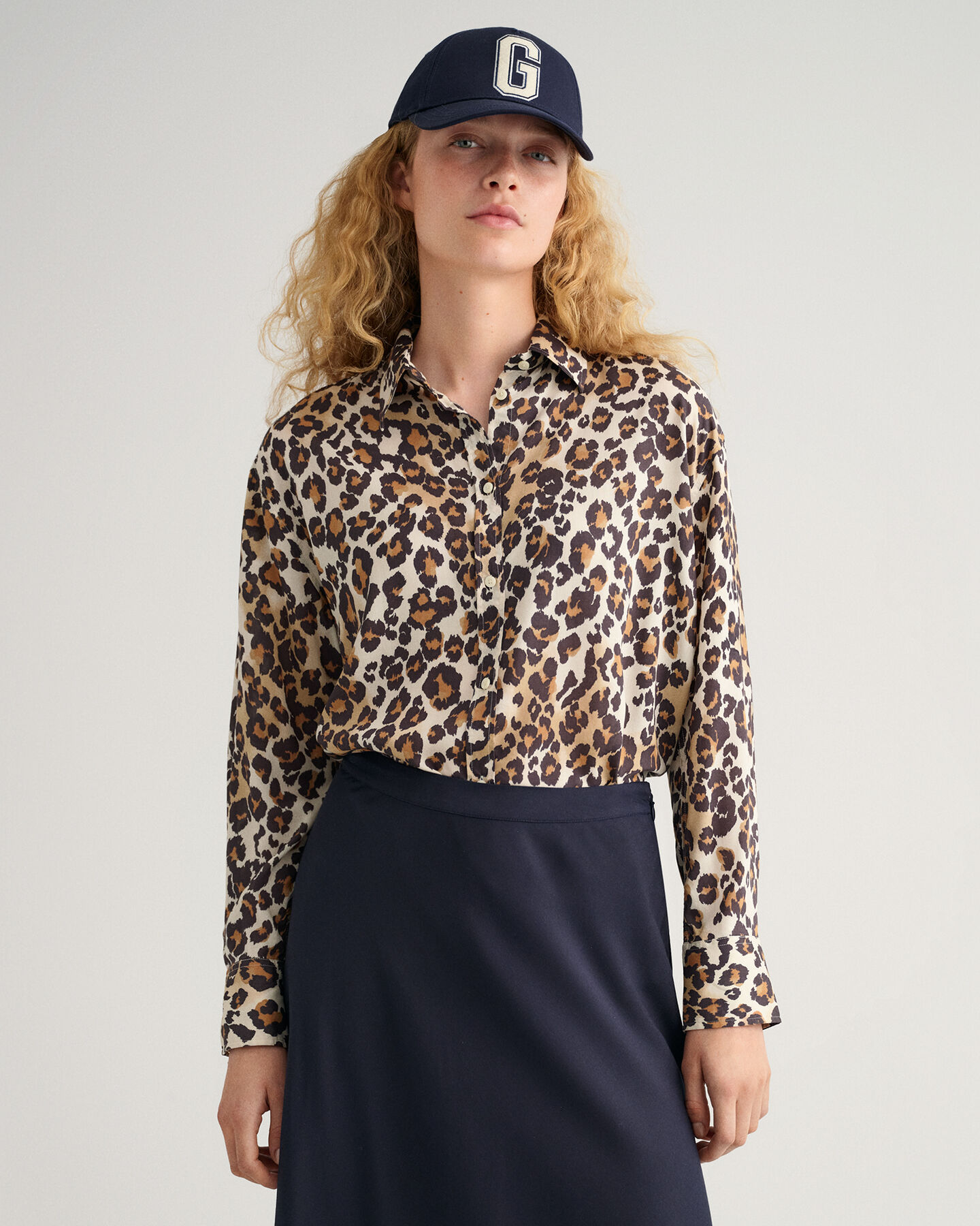 Camisa em modal com padrão de leopardo relaxed fit