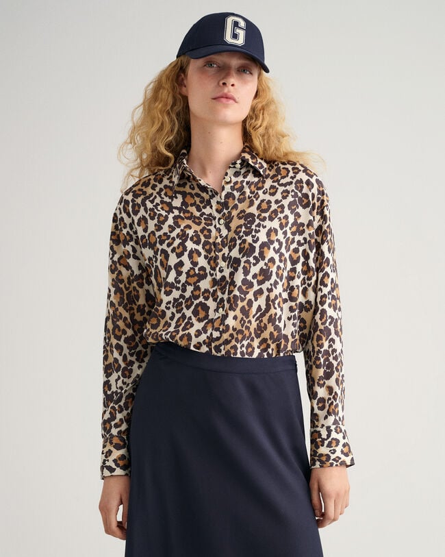 Camisa em modal com padrão de leopardo relaxed fit