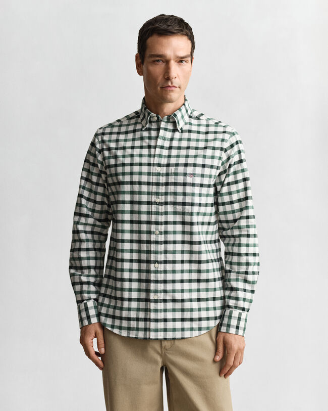 Camisa Oxford com padrão de xadrez corte normal