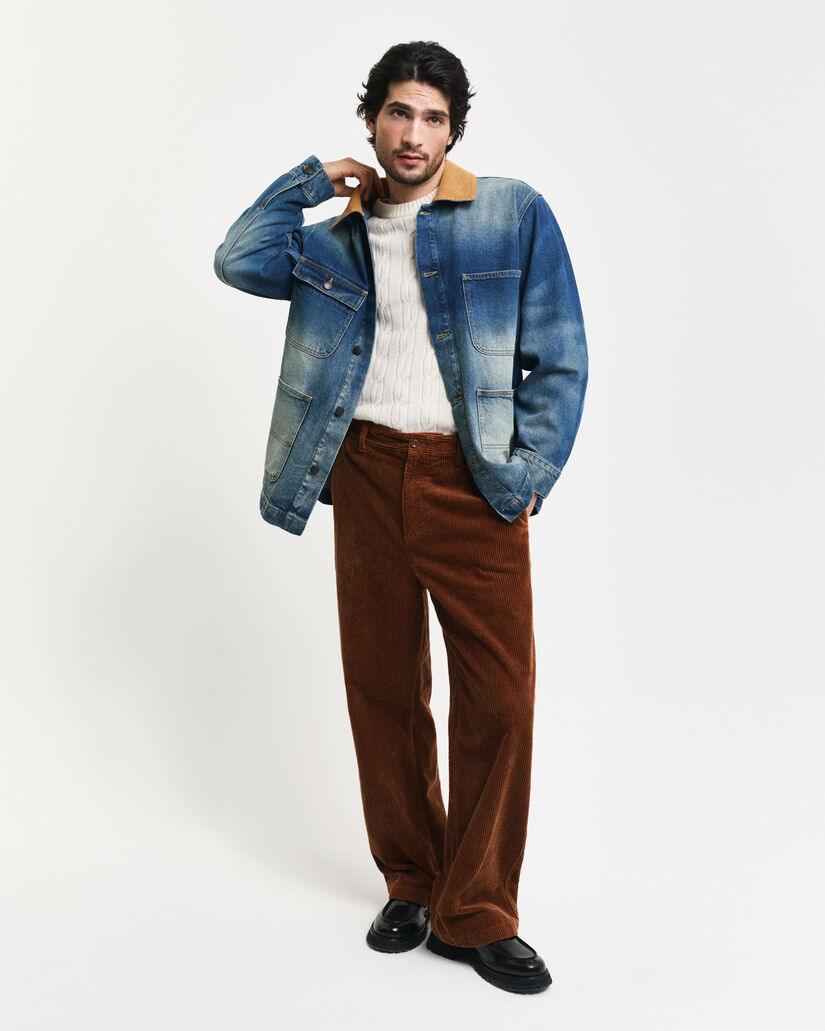 Camisola de malha entran&ccedil;ada de l&atilde; com decote redondo