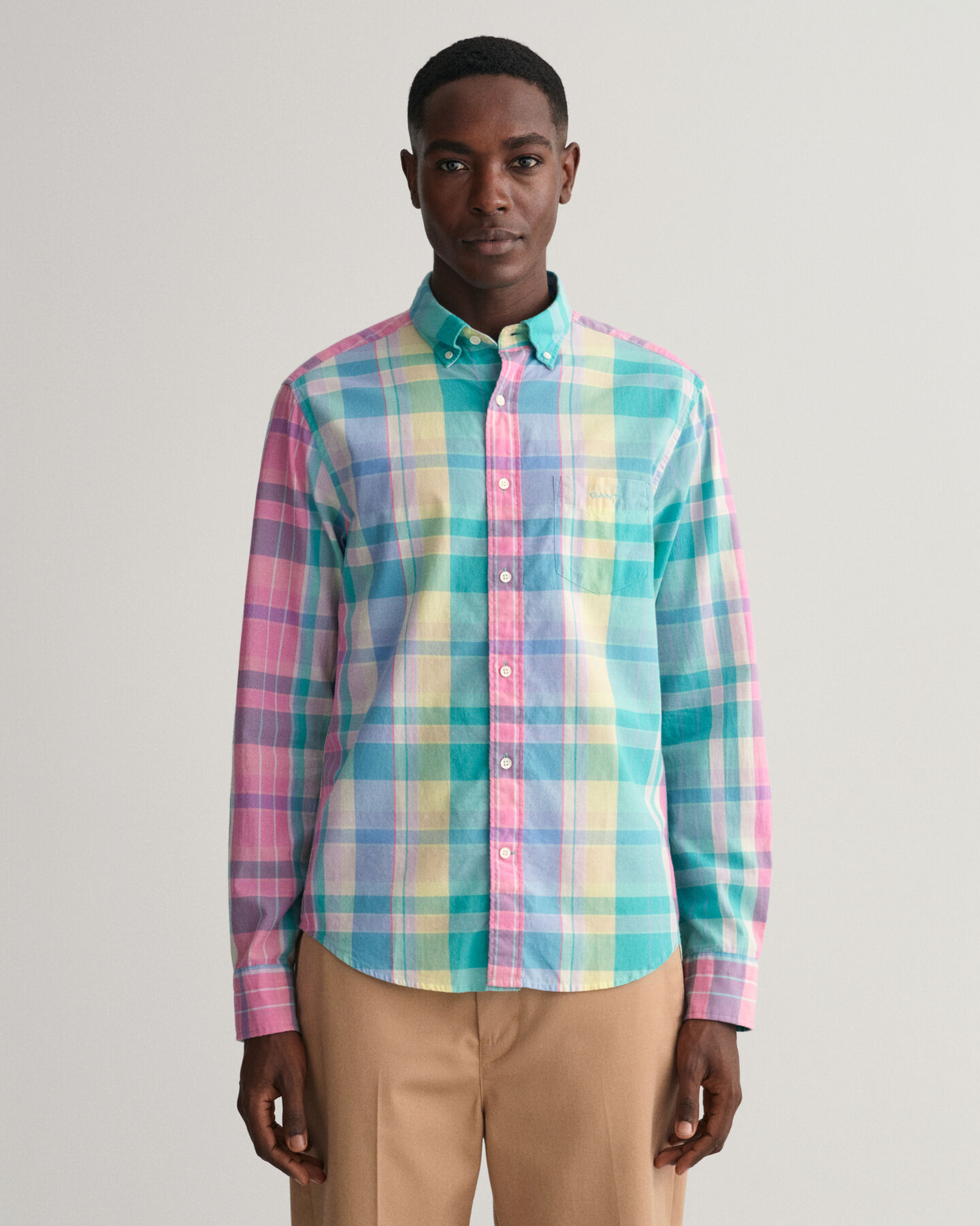 Camisa colorida Madras regular fit
