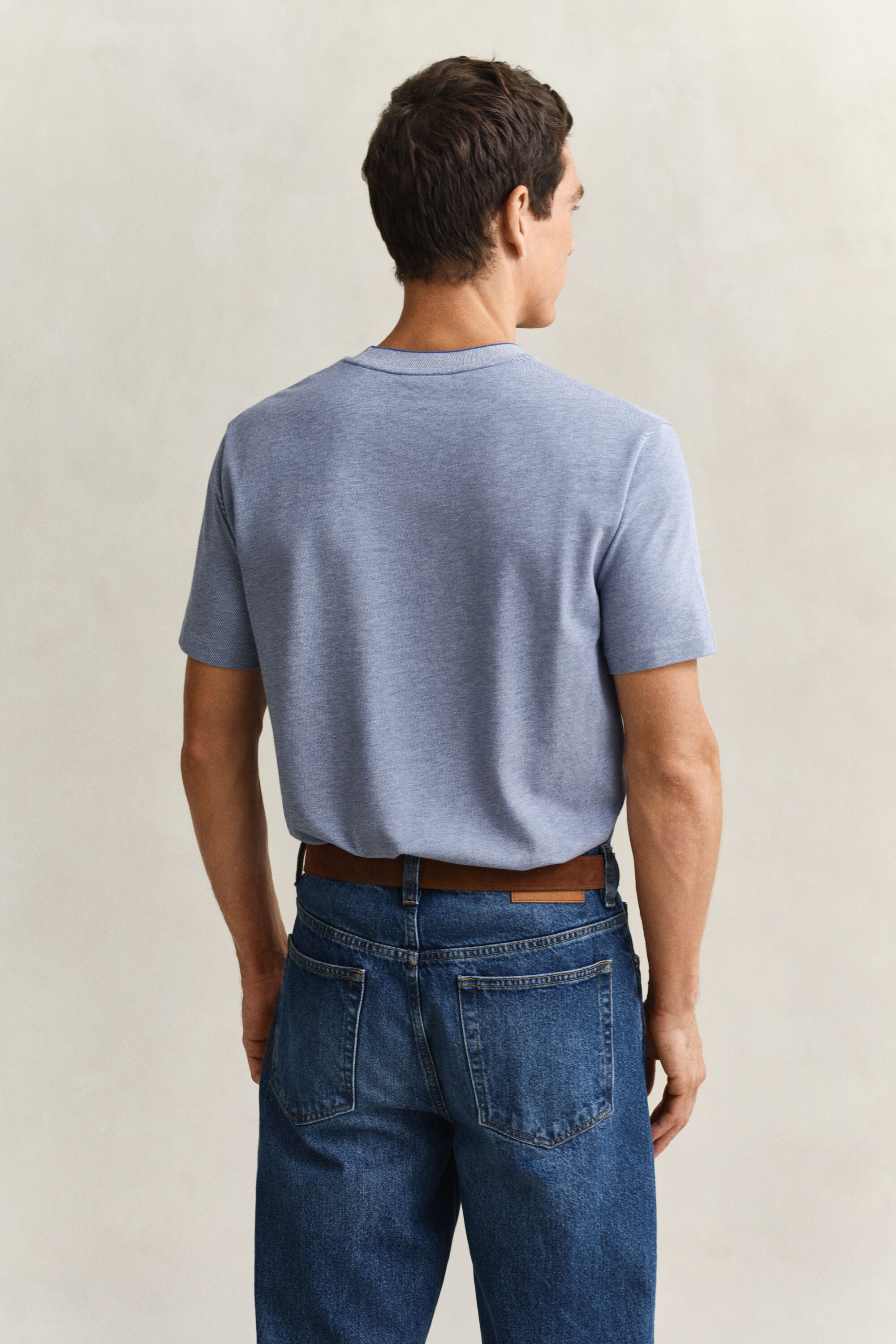 T-shirt em algodão piqué de dois tons