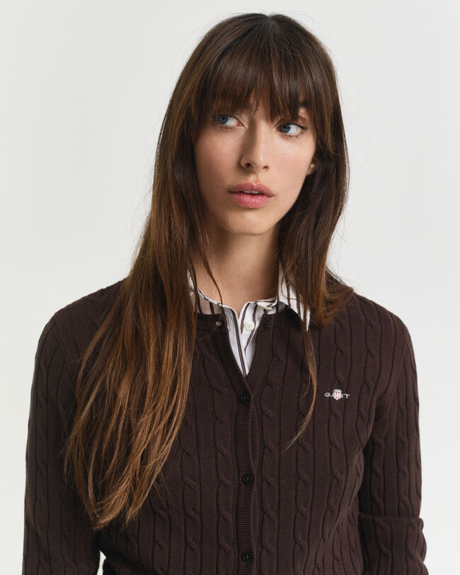 Casaco de malha canelada em algodão com elastano