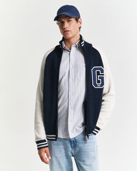 Casaco de malha com fecho de correr em algodão com mistura de fios