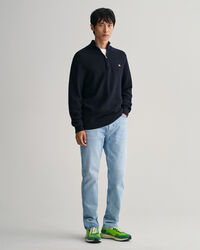 Sweatshirt com meio fecho em algodão Textured