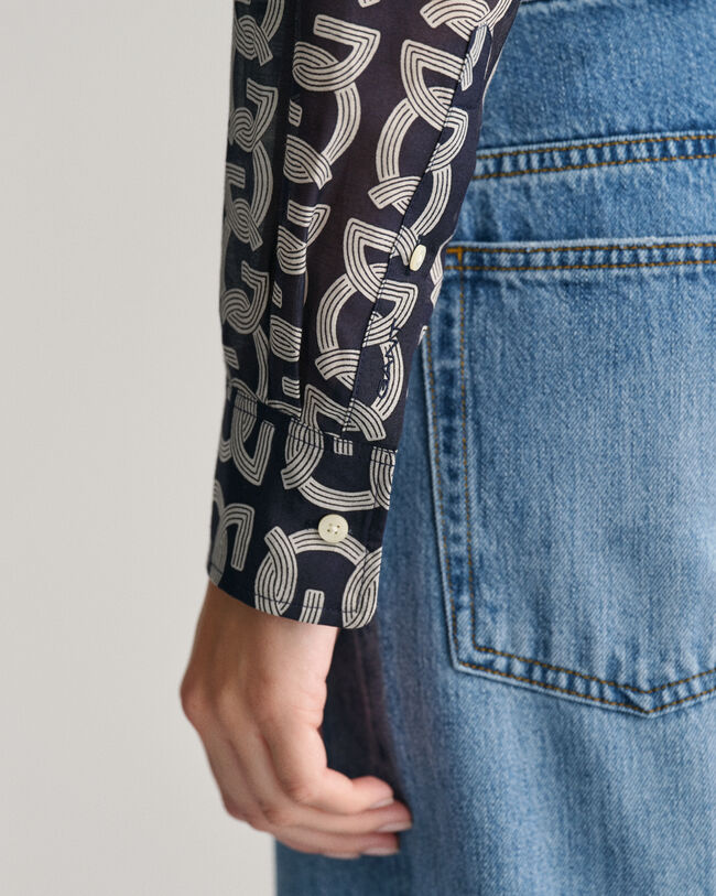 Camisa em seda de algodão G Patterned relaxed fit