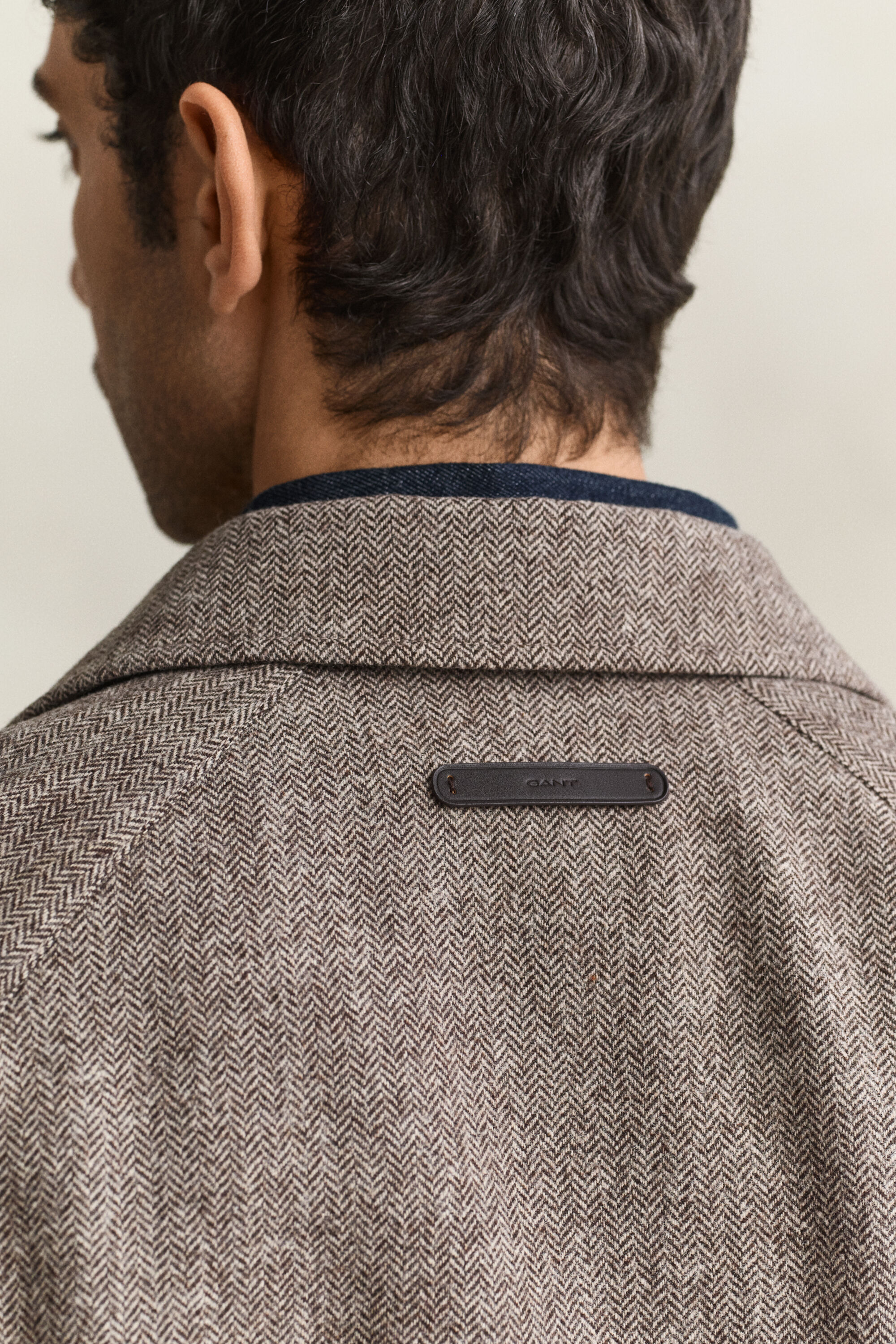 Casaco Windcheater em mistura de lã