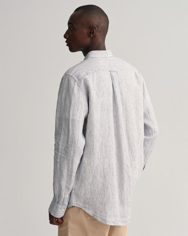 Camisa de linho &agrave;s riscas regular fit