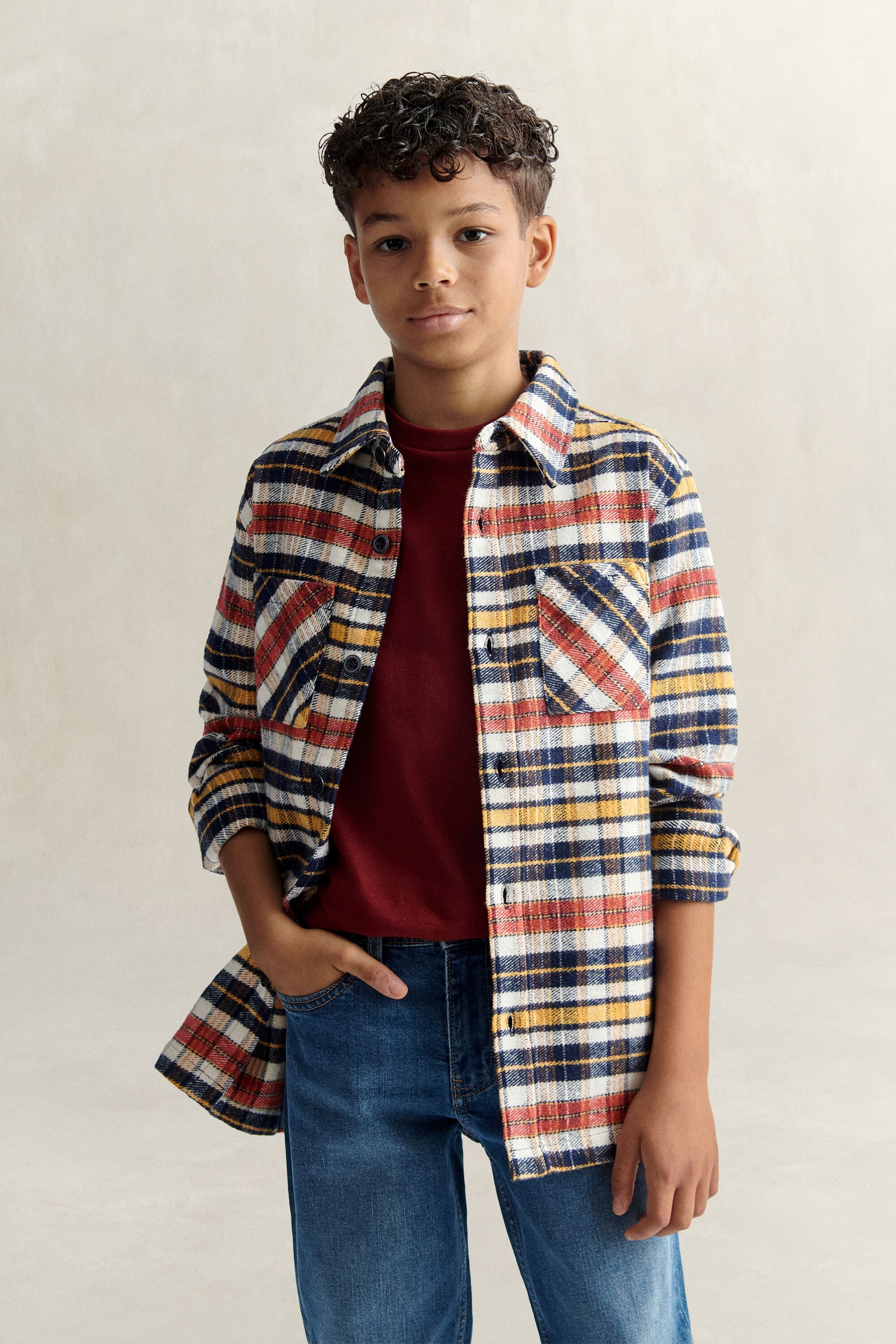 Sobrecamisa com padrão de xadrez Teen Boys