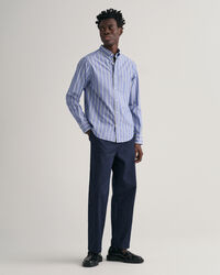 Camisa em popelina &agrave;s riscas regular fit