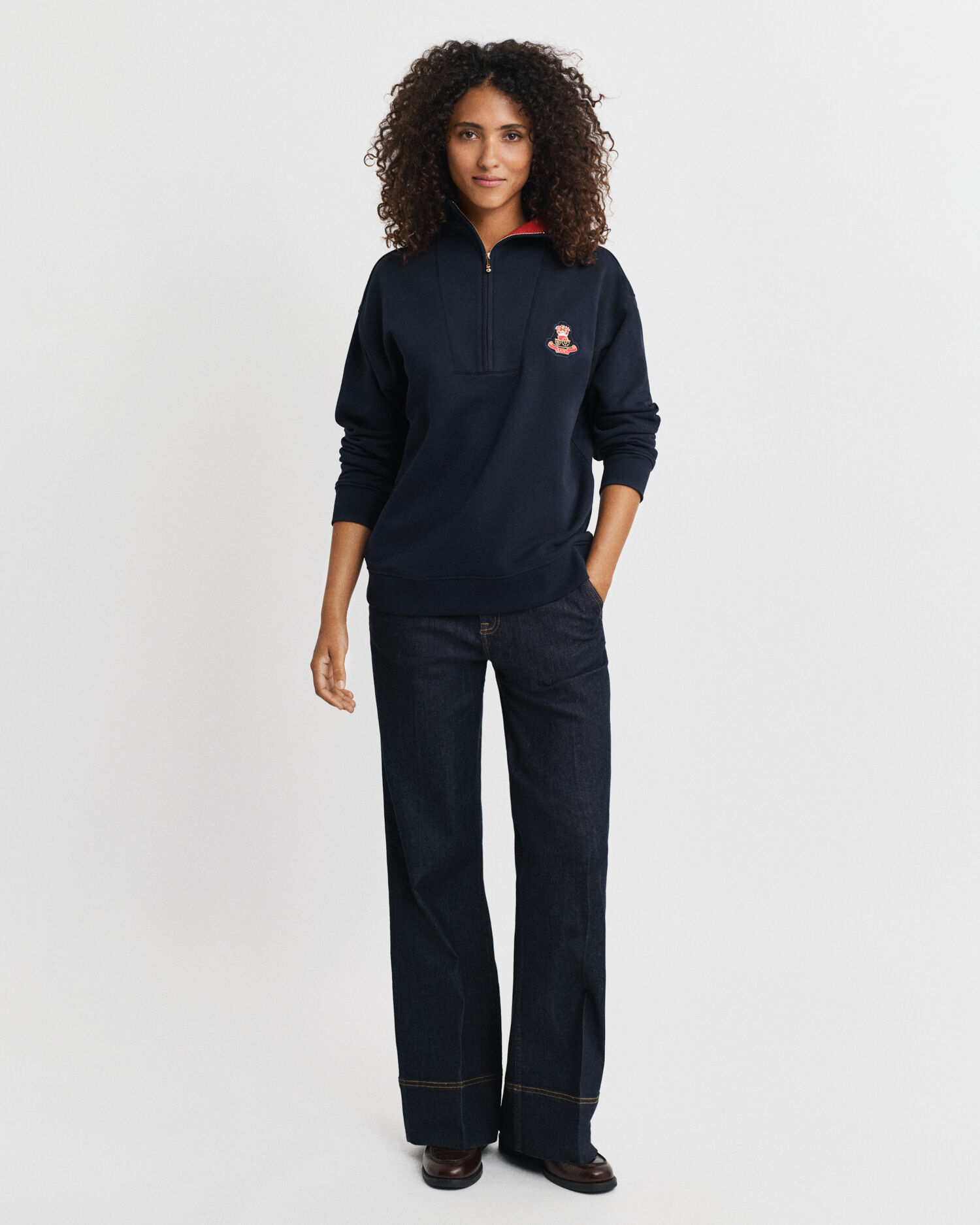 Sweatshirt com meio fecho de correr Crest Badge