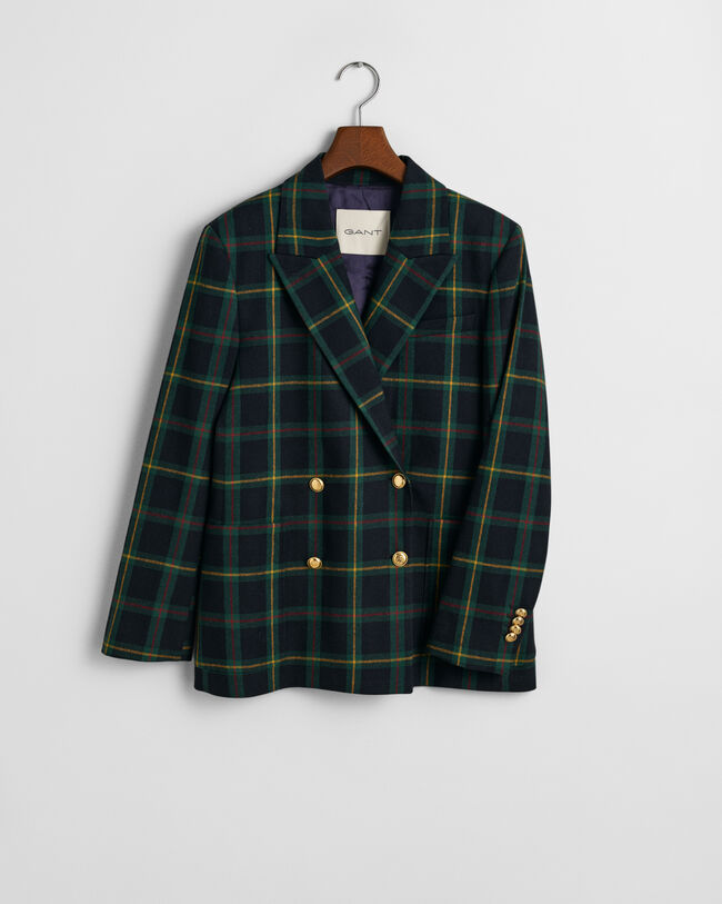 Blazer de fato com padrão de xadrez regular fit