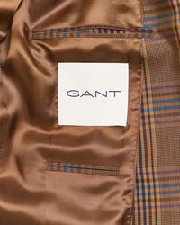 Blazer em l&atilde; com padr&atilde;o de xadrez relaxed fit