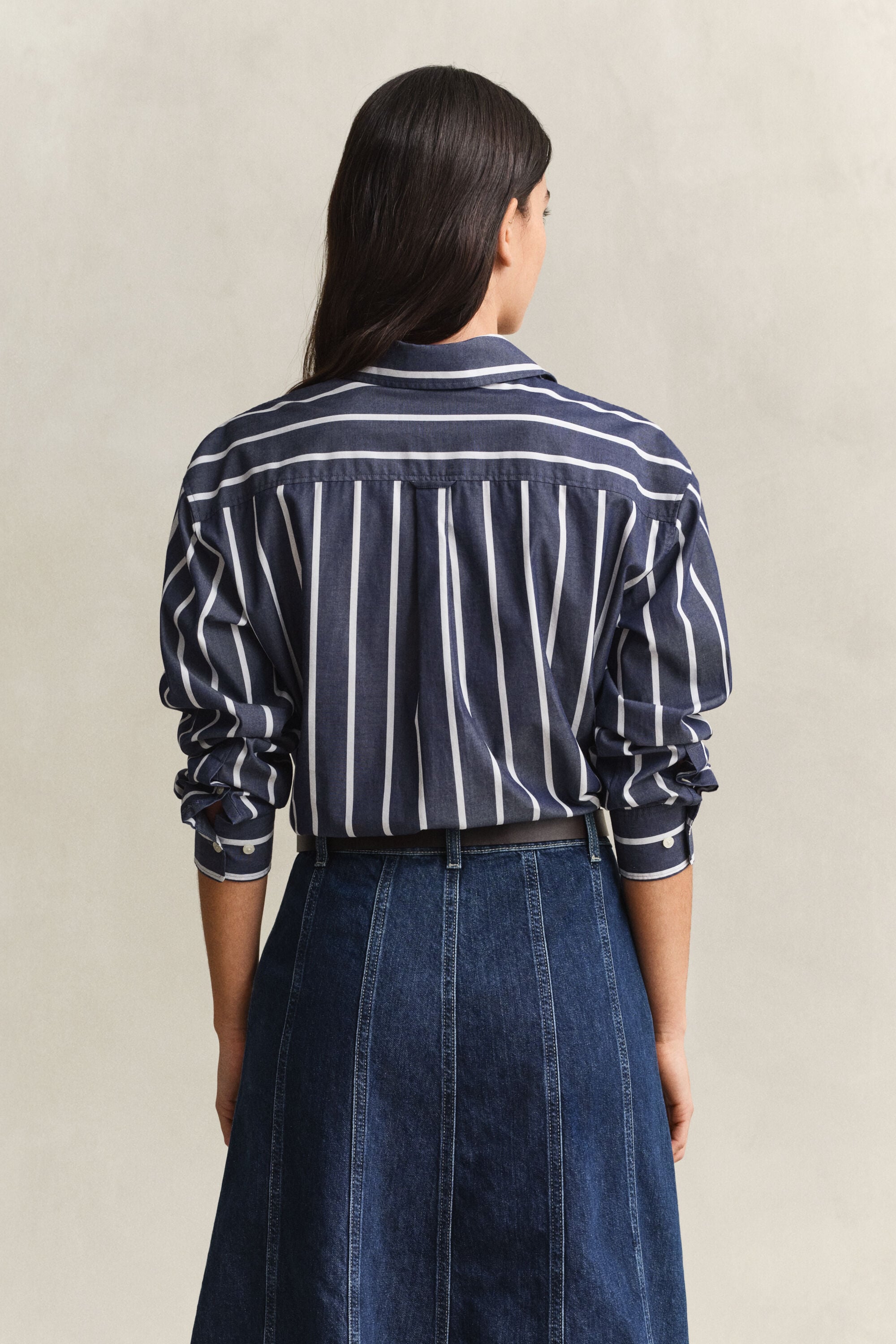 Camisa em popelina às riscas Classic relaxed fit