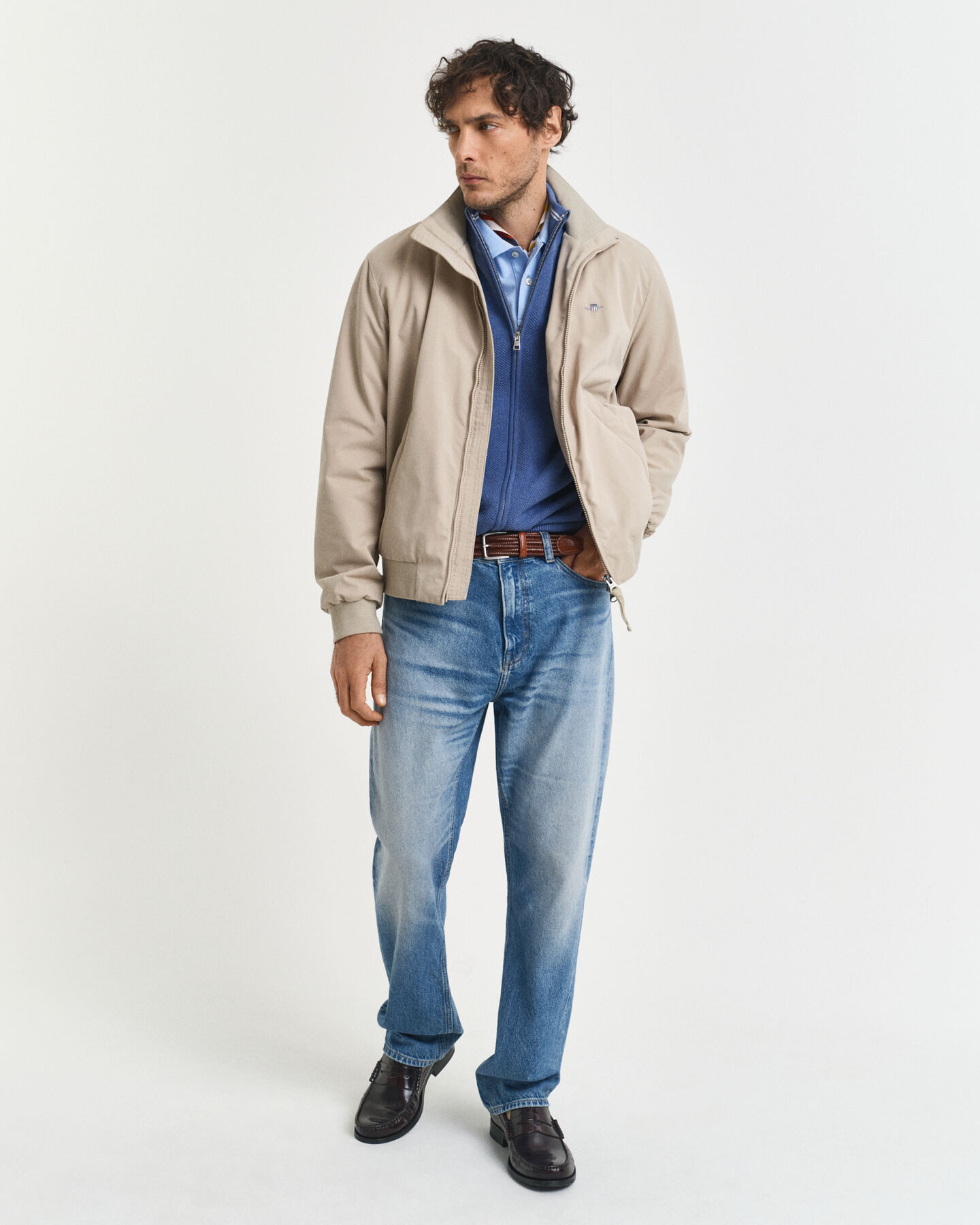 Casaco de malha em algodão piqué com fecho de correr