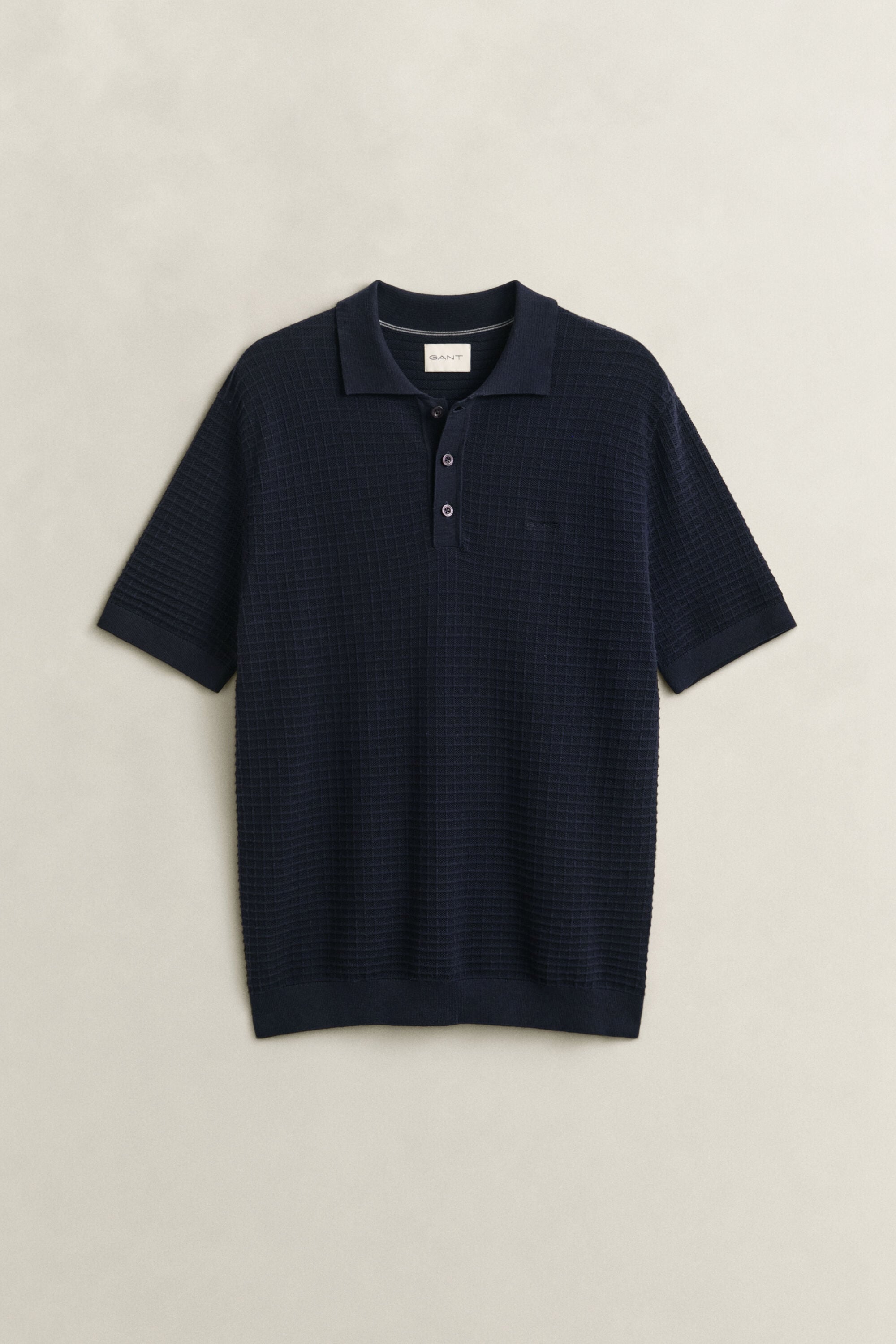 Camisola de malha texturizada tipo polo