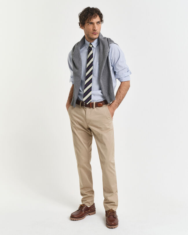 Camisa em popelina clássica com padrão de xadrez regular fit