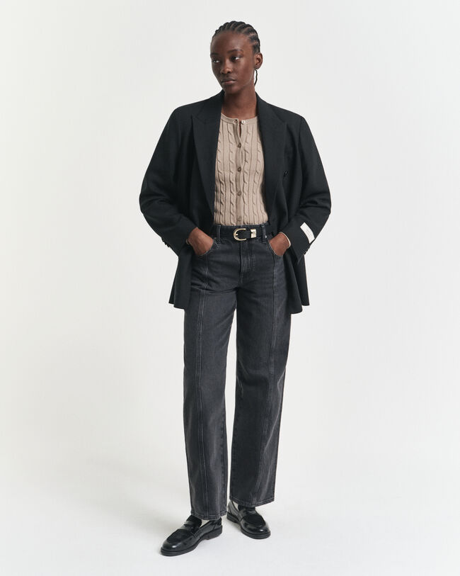 Casaco de malha canelada em algodão com elastano