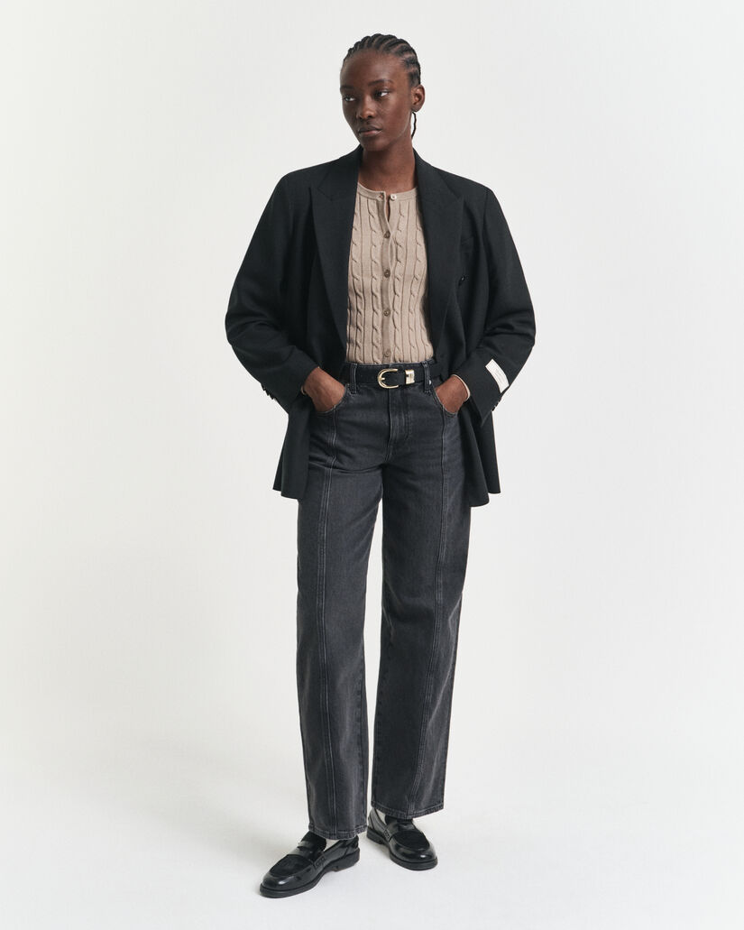 Casaco de malha canelada em algodão com elastano