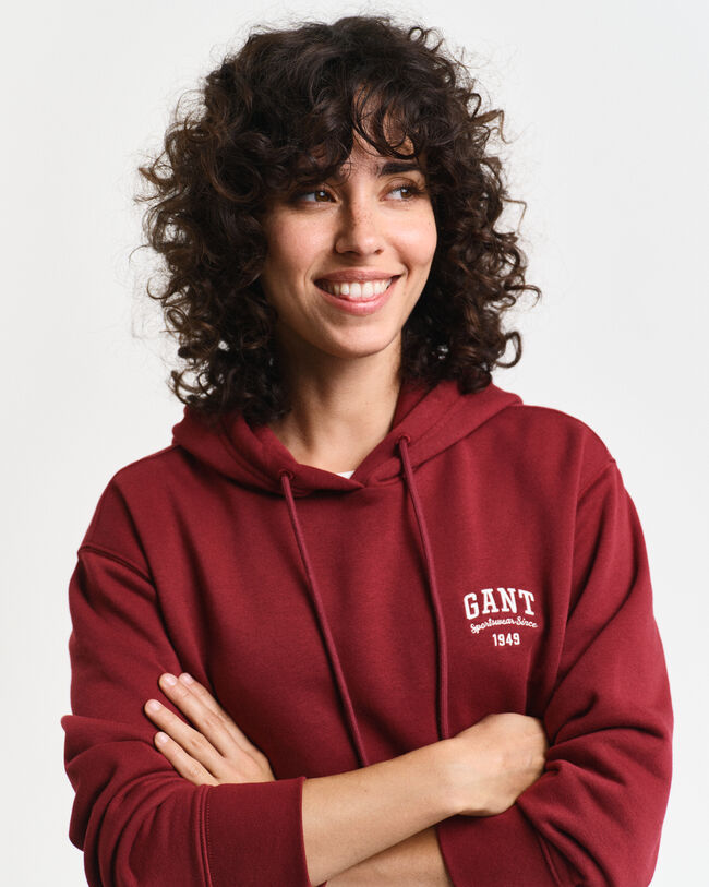 Sweatshirt com capuz e grafismo pequeno