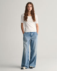 Camisola com decote redondo profundo