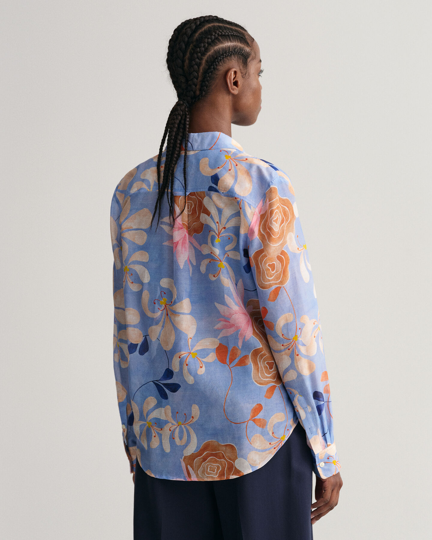 Camisa em seda e algodão com estampado Floral corte normal