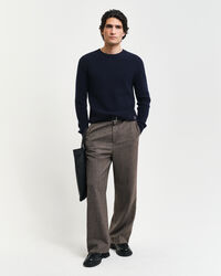 Camisola de malha com decote redondo em mistura de lã texturizada