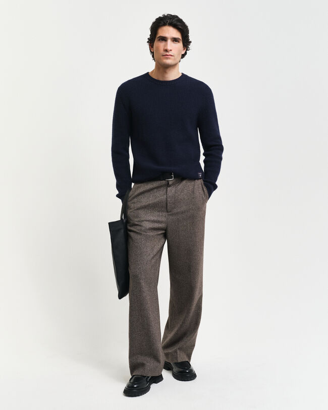 Camisola de malha com decote redondo em mistura de lã texturizada