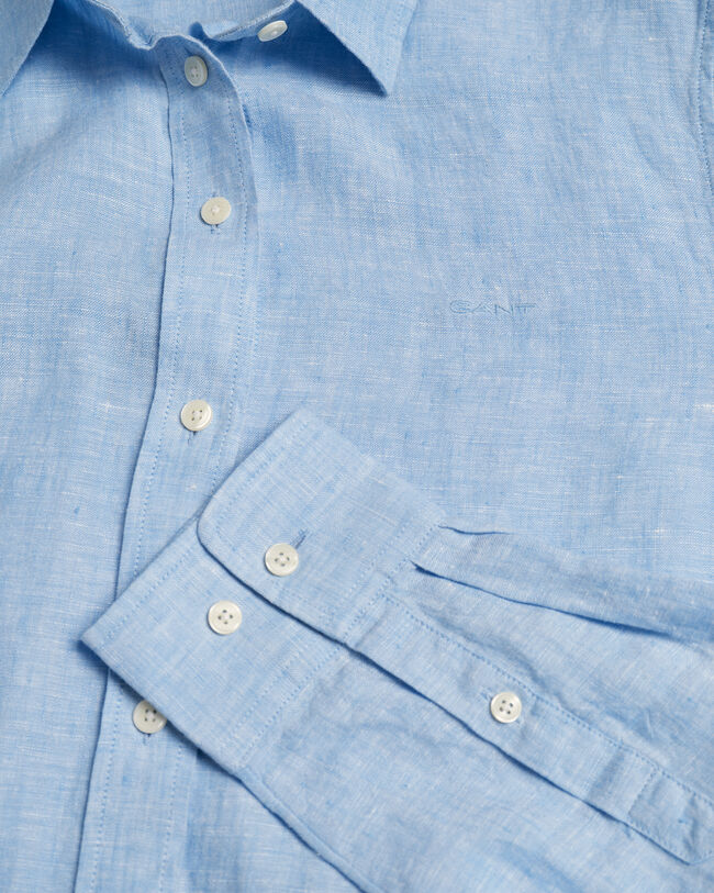 Camisa em chambray de linho regular fit