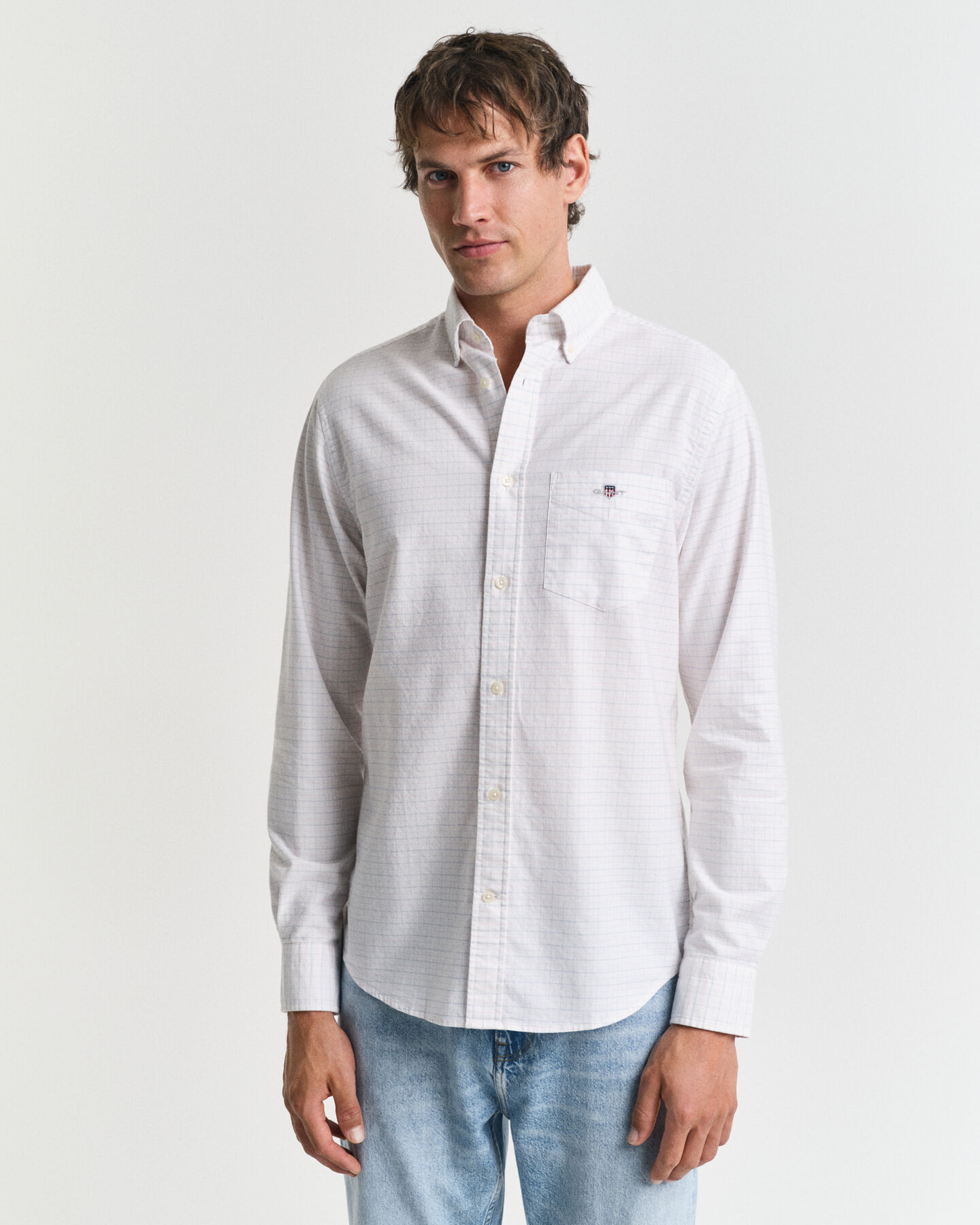 Camisa Oxford cl&aacute;ssica Tattersall regular fit
