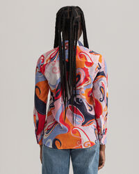 Camisa de seda de algod&atilde;o com padr&atilde;o paisley regular fit