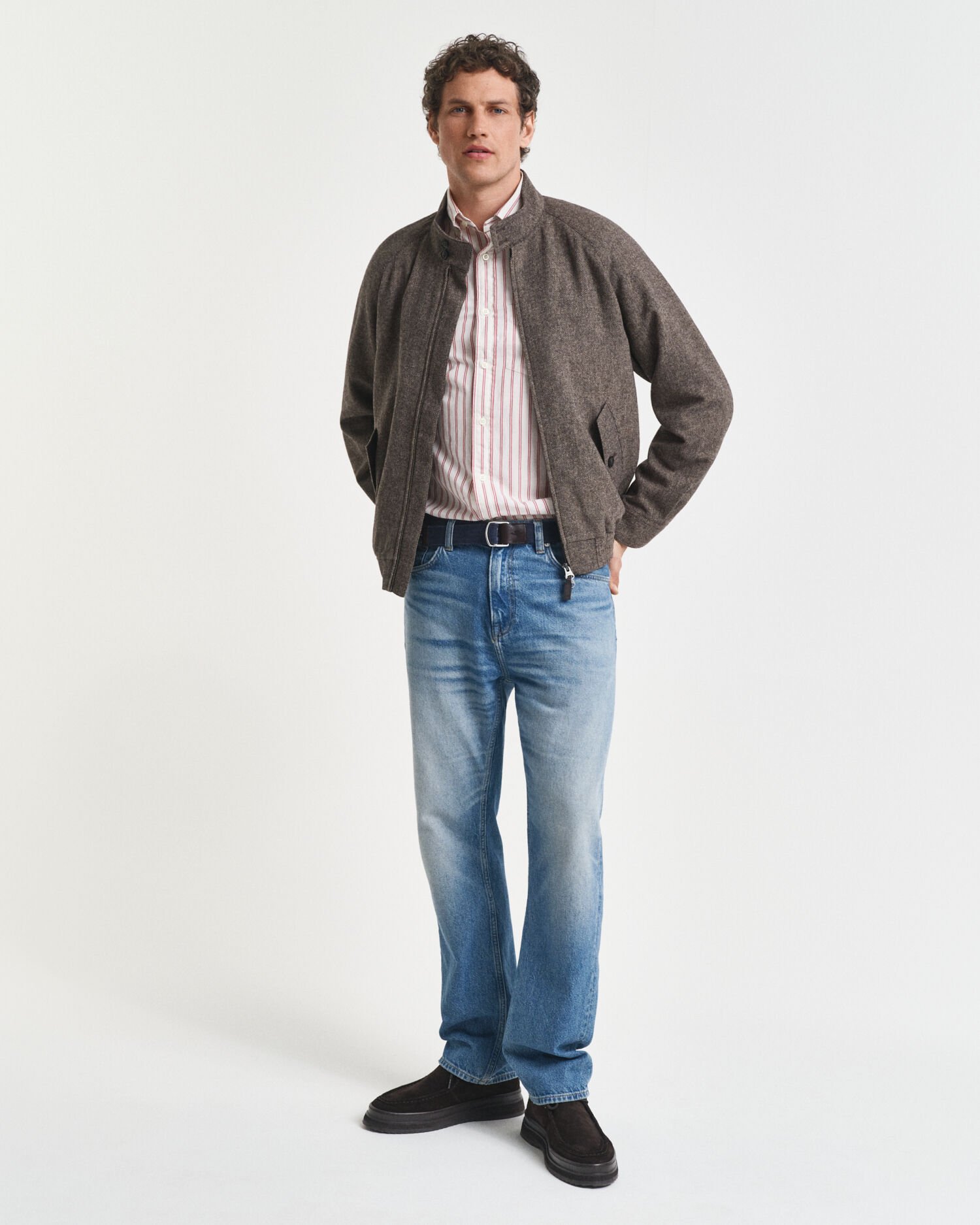 Casaco Harrington em mistura de lã