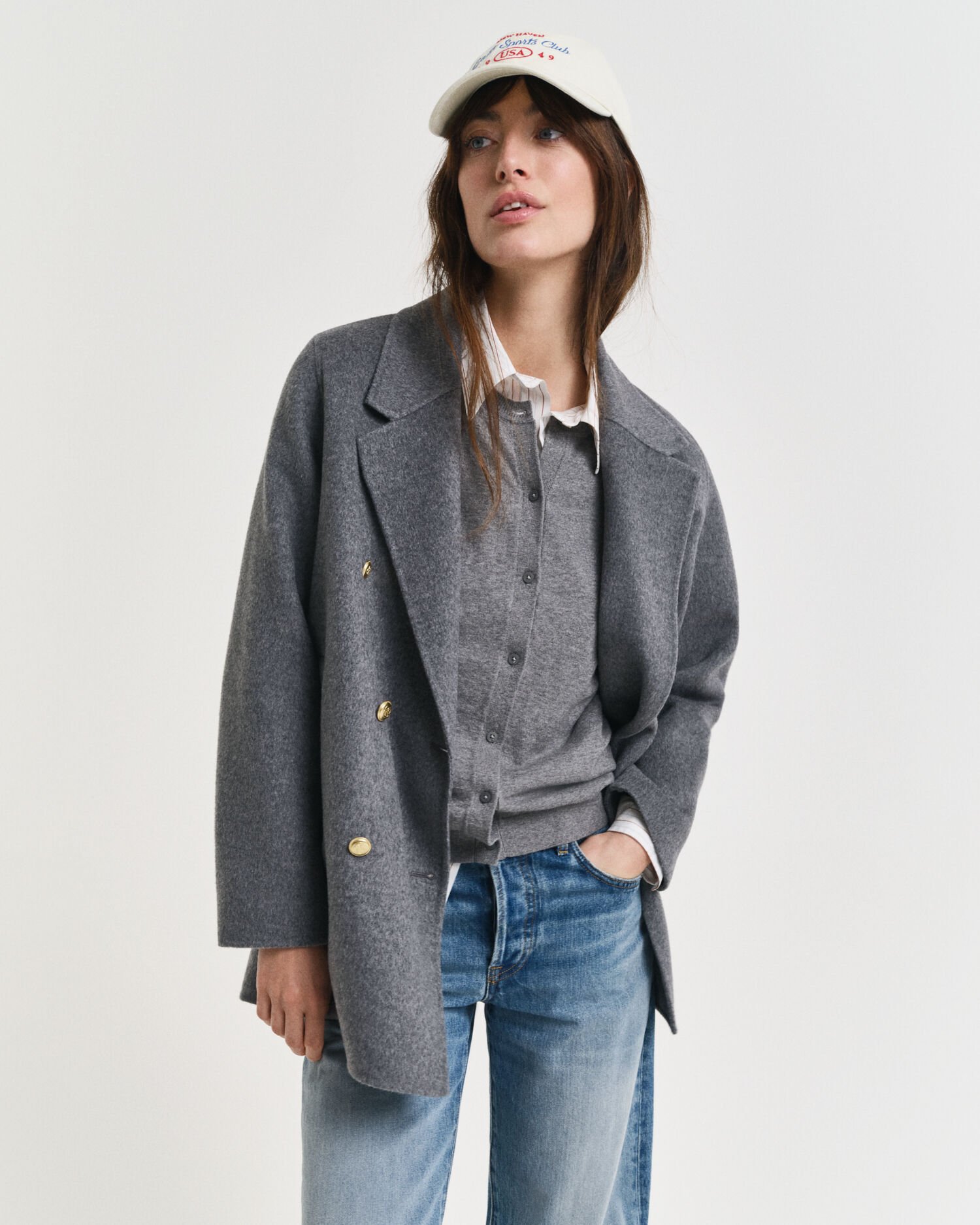 Casaco de marinheiro com detalhes cosidos à mão