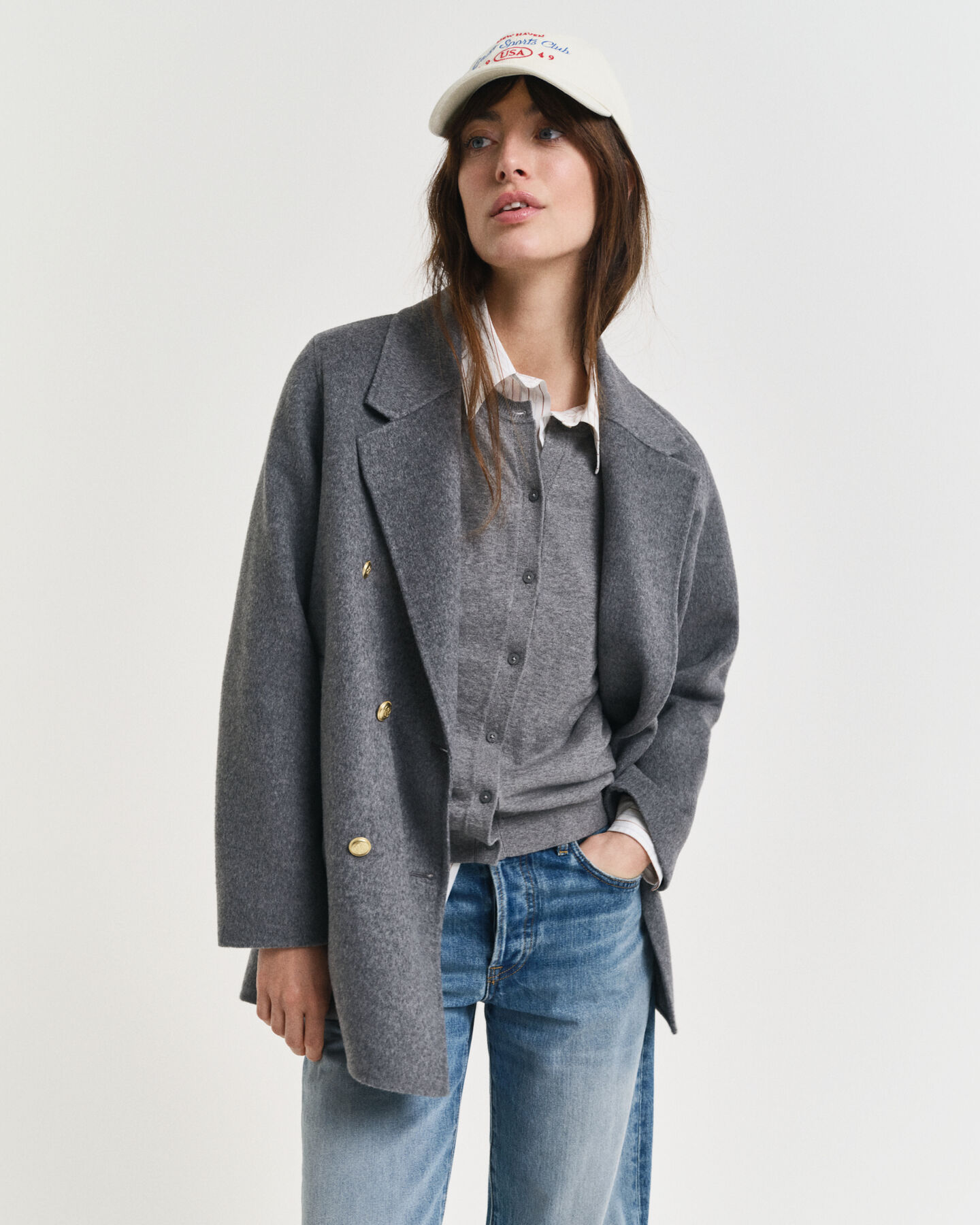 Casaco de marinheiro com detalhes cosidos à mão