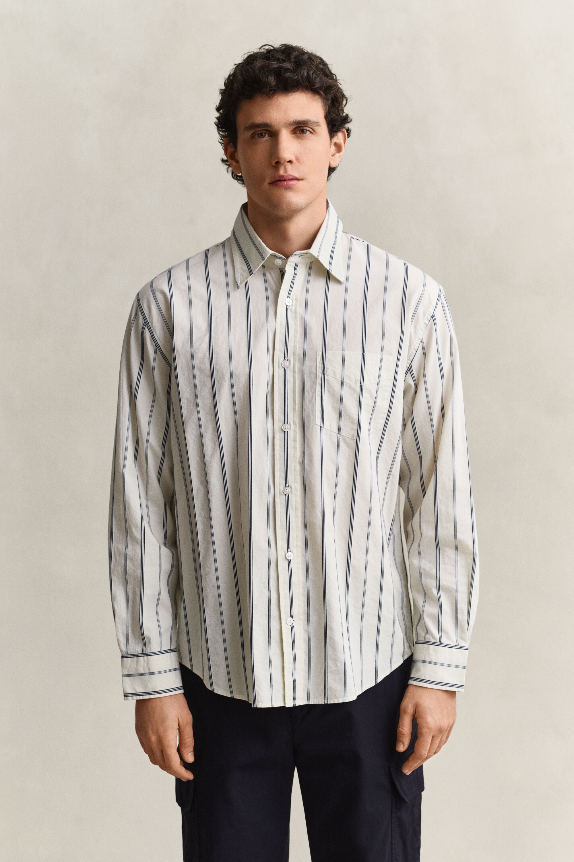 Camisa às riscas Dobby relaxed fit